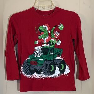 Red Dinosaur Monster Truck Kids Shirt